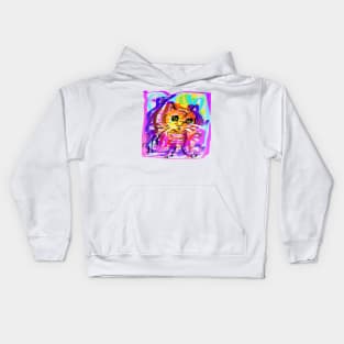 Purple Pink  Cat Kids Hoodie